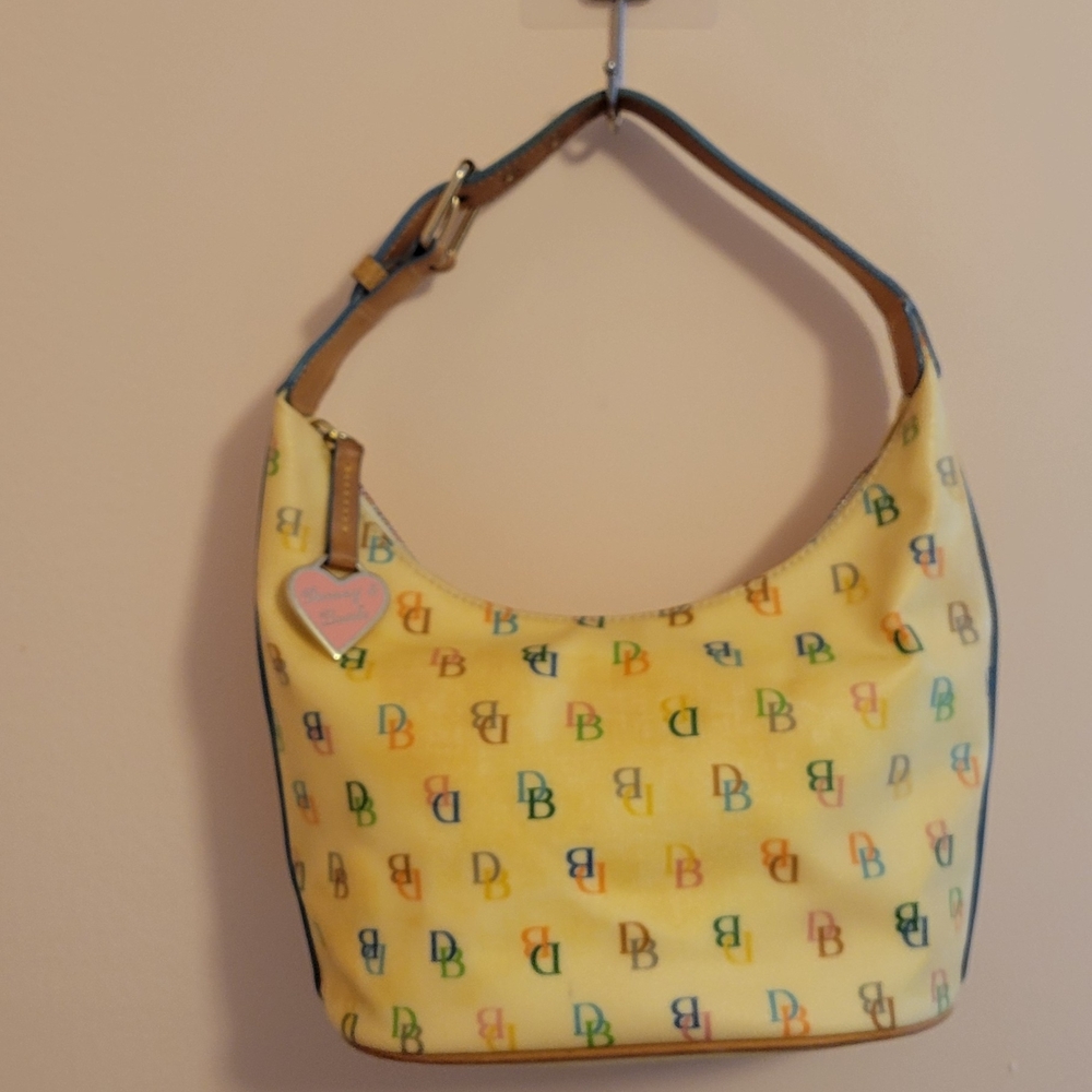 Dooney & Bourke Mini DB Multicolor Hobo Bag. Has Rainbow Zipper. 8x6x5 Ish